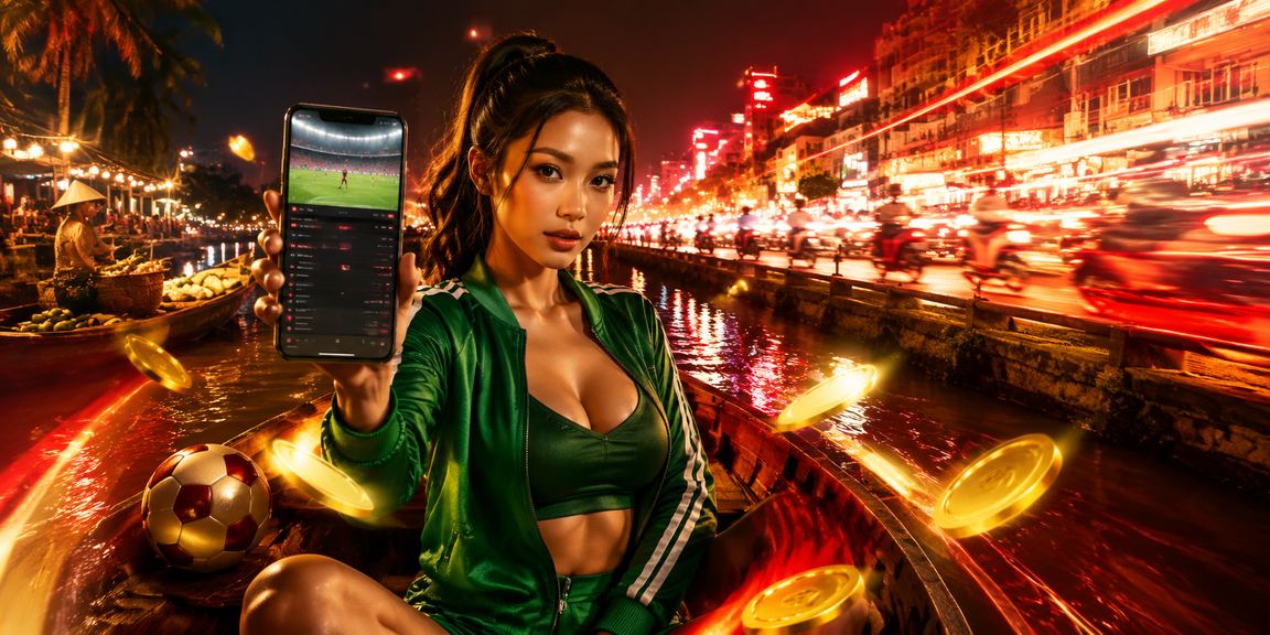Cá cược thể thao trực tuyến với ánh đèn neon vùng sông Mekong